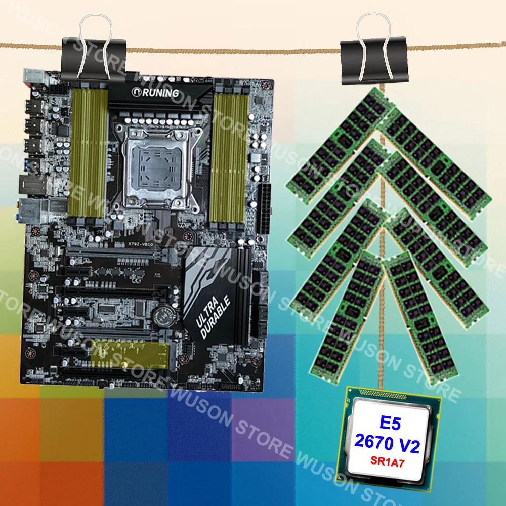 Набор игровых материнских плат Runing Super X79 процессор Intel Xeon E5 2670 V2 SR1A7 RAM 128G (8*16G) 1866MHz