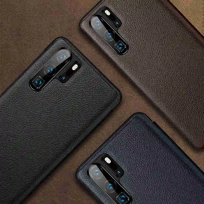 

Genuine Leather Case For Huawei P30 Pro Case Intelligent Cover Etui Window View Coque For Huawei P30 P30Pro Case Fundas Capa