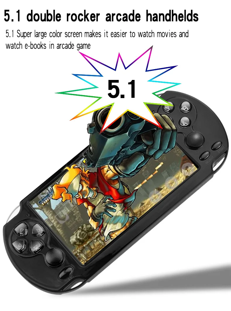 5,1 дюймов Большой экран для psp игровая камера видео MP4 MP5 Классическая портативная игровая консоль поддержка ТВ Видео игровая консоль