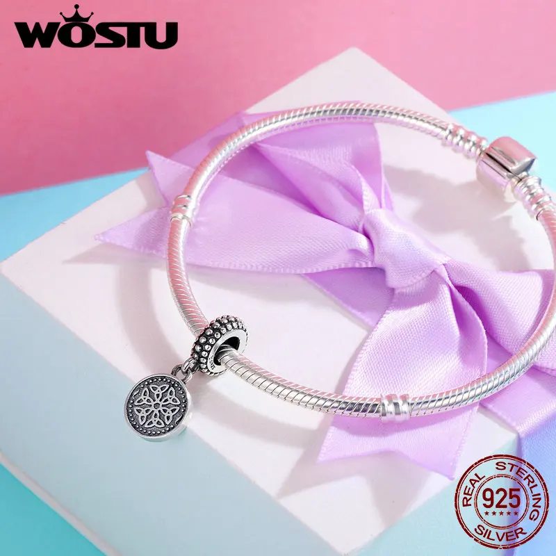 WOSTU Оригинал 100% 925 пробы Серебряные бусы символ жизни подходят к оригинальному