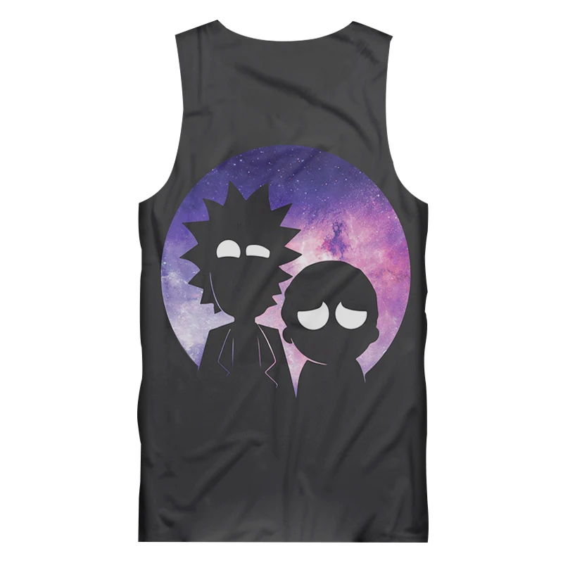 UJWI Galaxy Space Tanktops мужские летние забавные принты аниме Рик и Морти 3D майка мужская повседневная без рукавов с круглым вырезом нательная рубашка майка