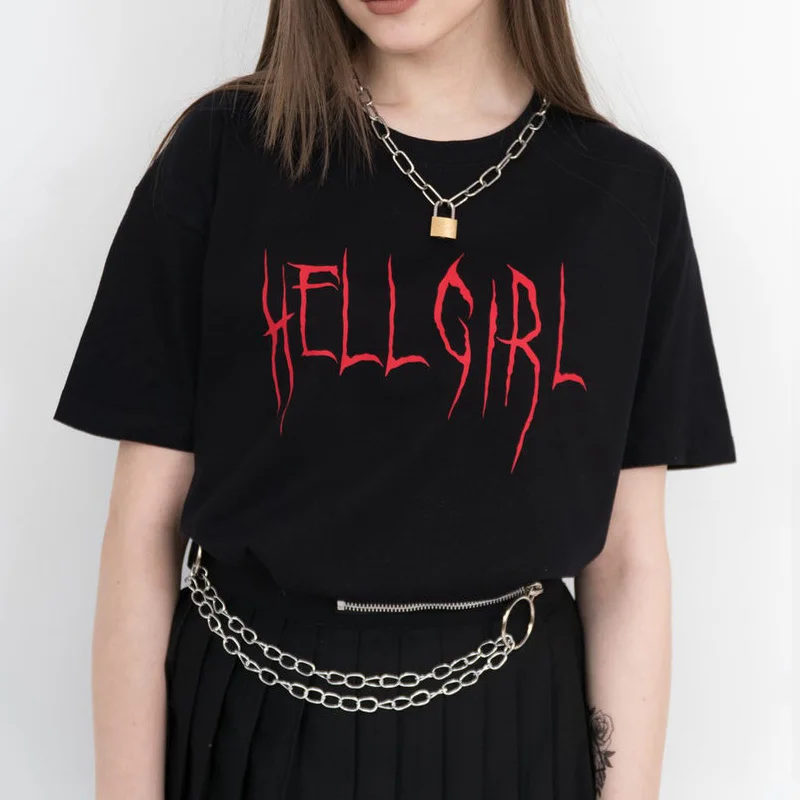 Hell Girl Футболка женская Эстетическая одежда Hell Angel Hell Boy Lil Peep футболки унисекс Tumblr одежда размера плюс Прямая поставка