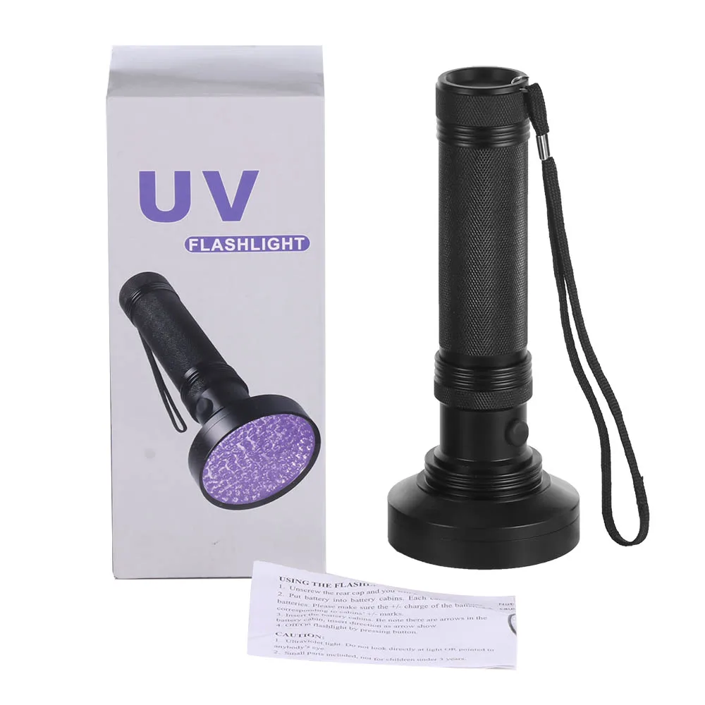 

100 LED UV Flashlight Torch Light Black Light 395nm Ultraviolet Blacklight Detector For Dog Urine Pet Stains And Bed Bug