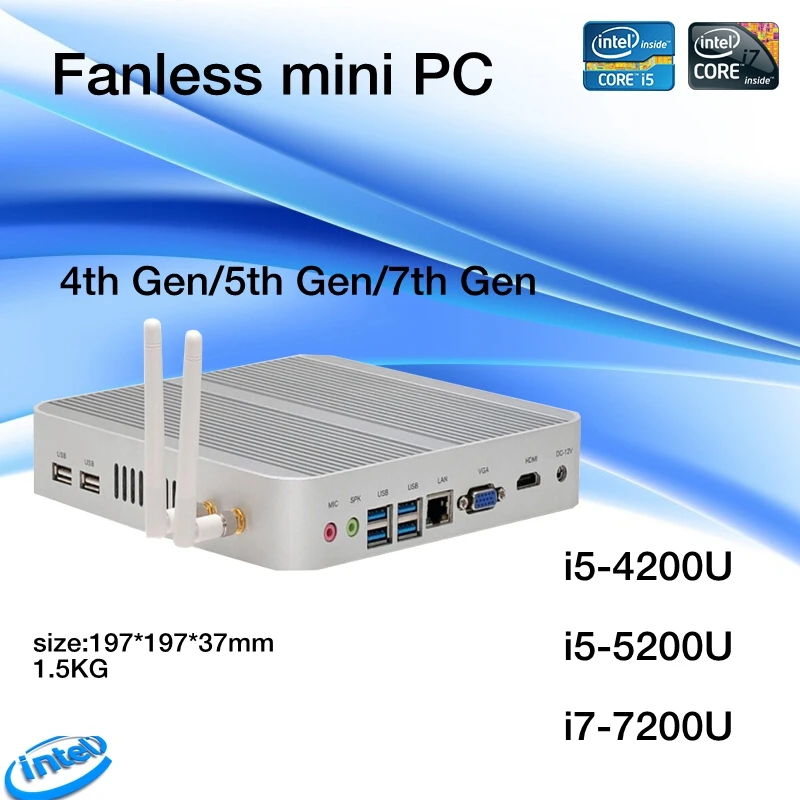 Linux/Windows 10 pc i5 4200U/5550U 5250U/5200U 7200U CPU безвентиляторный htpc.3 лет гарантии Nuc HD620