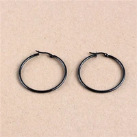 40mm titanium 316l stainless steel circle hoop earrings black vacuum plating no fade anti allergy