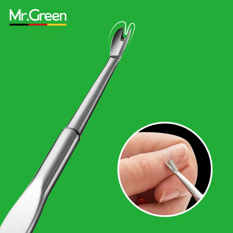 MR. GREEN из нержавеющей стали средство для удаления кутикулы двусторонний палец омертвевшей кожи Толкатель для кутикулы ногтей Маникюр Педикюр инструмент для ухода