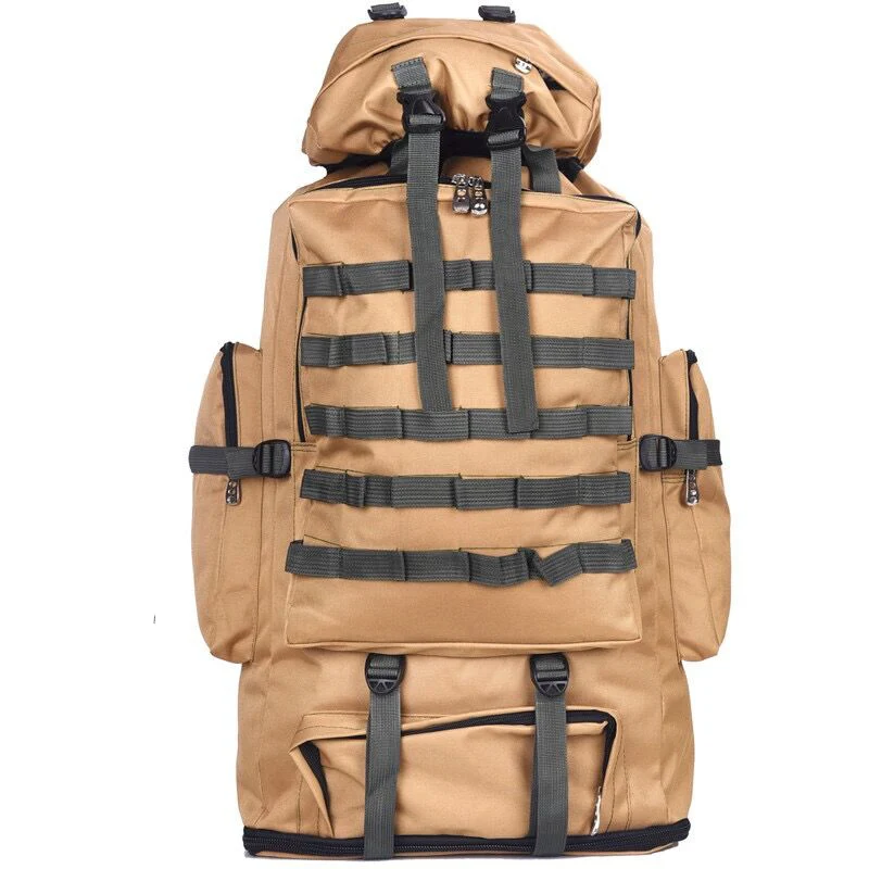 100л Военная Сумка Molle, походный тактический рюкзак, мужские большие рюкзаки, походные дорожные уличные спортивные сумки, рюкзак - Цвет: TAN
