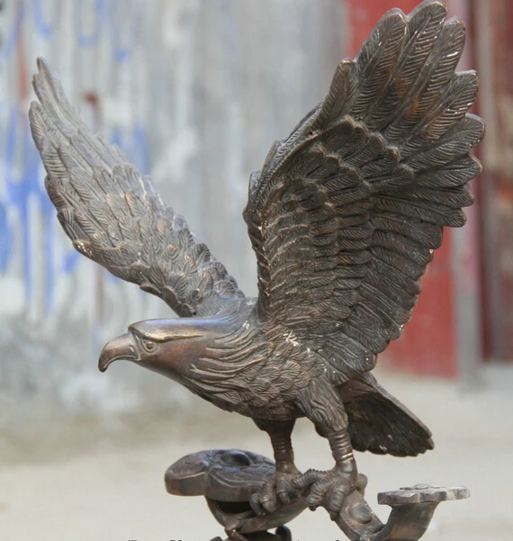 wholesale factory 25&quot Big China Bronze Wealth barrel Ru Yi eagle king of birds sculpture Statue | Дом и сад