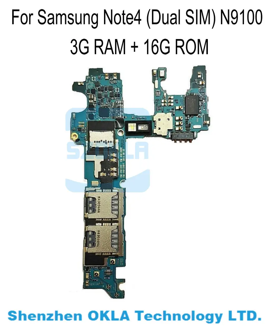 1 шт. б/у оригинальная разблокированная материнская плата для Samsung Note4 N9100 Dual SIM 3G RAM