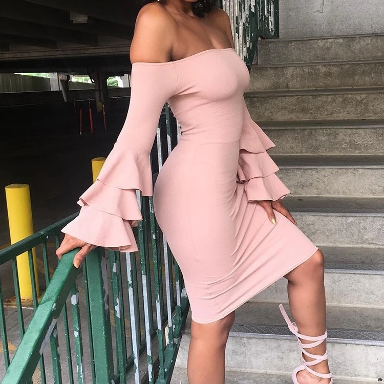 Женское платье с длинным рукавом повседневное коктейльное мини вырезом лодочкой