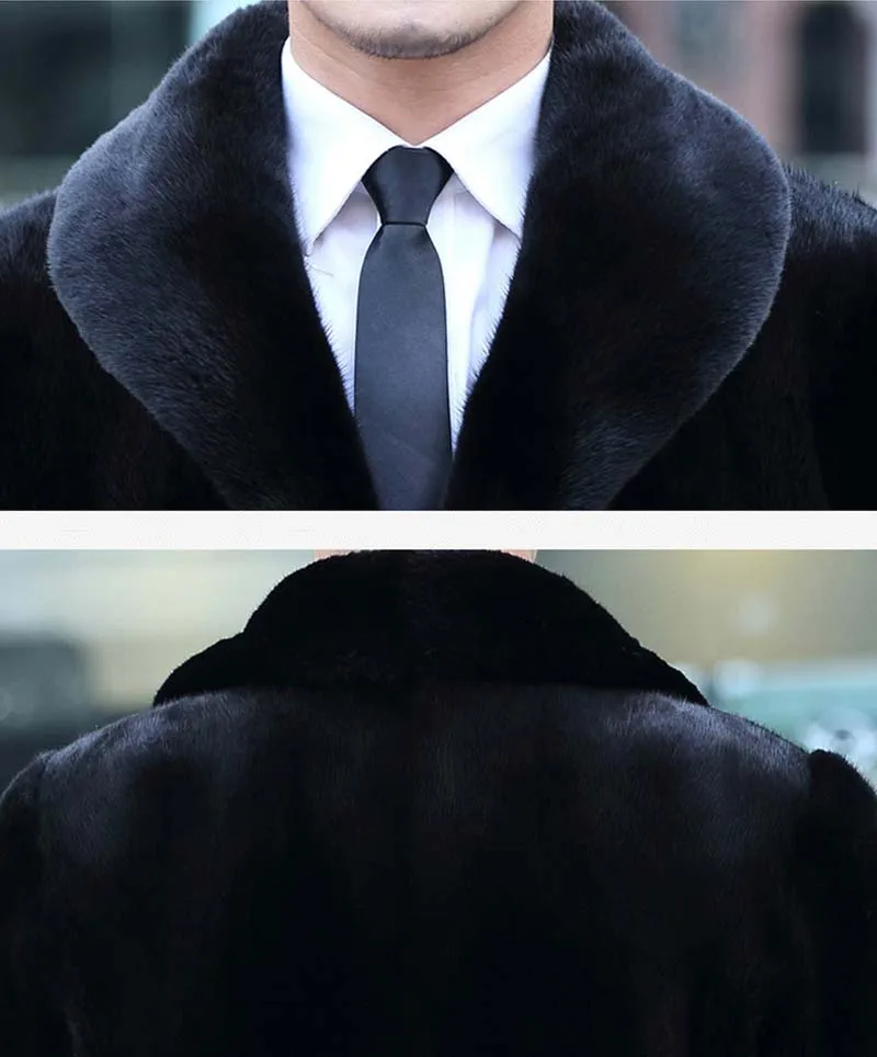 

S/6XL Black Male Imitation Fur Overcoats Plus Size Warm Long Section Fake Fur Outwears For Male Fake Mink Fur Clothes New D375