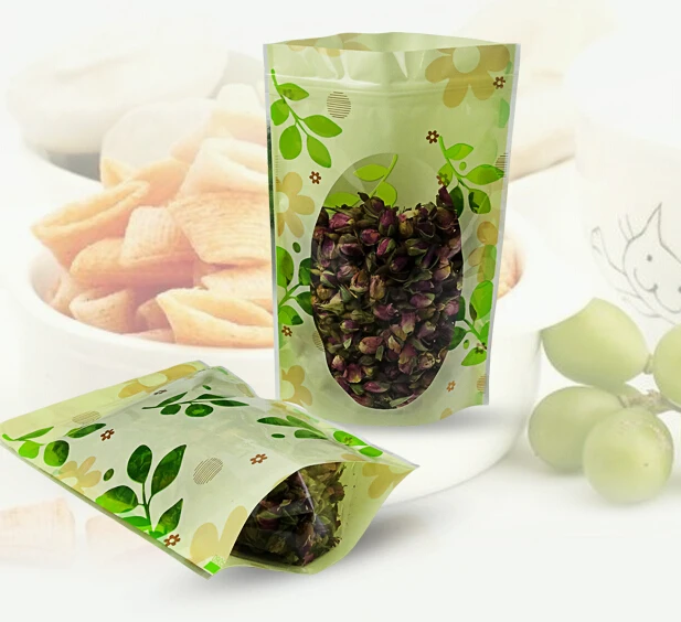 12 16 Qi 100 шт./лот милый пластиковый пакет с зеленым принтом для хранения продуктов