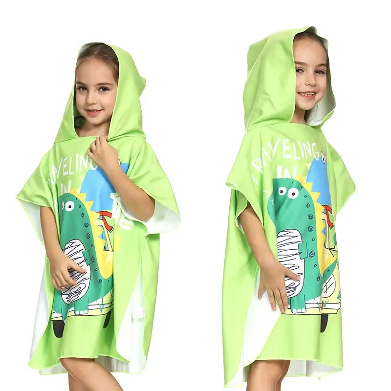 Silstar Tex Dinosaur Printed Hooded Cloak Towel Children's Dressing Bathrobes For Summer Outdoor Travel Shower | Дом и сад