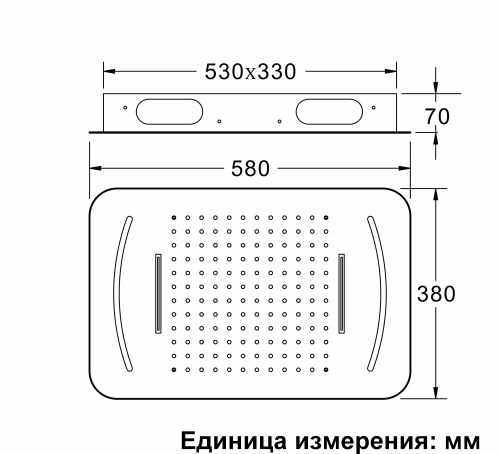 Роскошные насадка душа светодиодная свет SUS304 душ 580*380 мм Ванная комната Душ Водопад осадков встроенный, потолочный установлен дождя