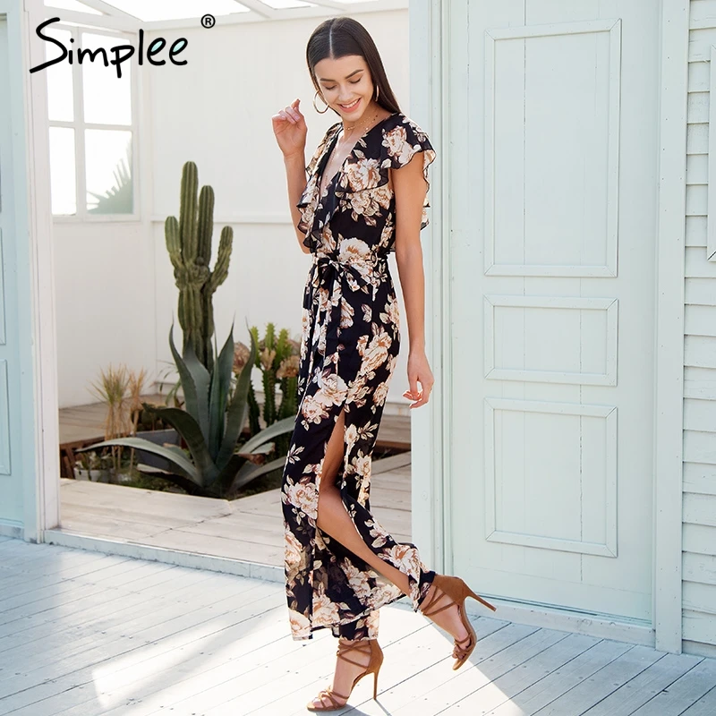 Женский комбинезон Simplee на завязках с оборками женский шифоновый свободный