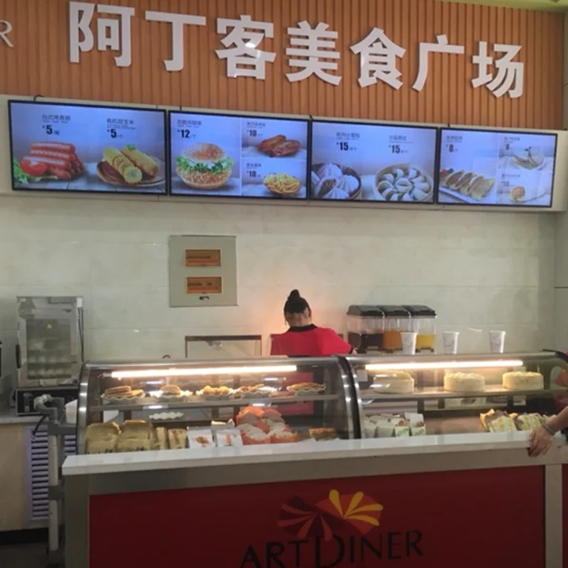 Сверхтонкий ЖК дисплей с HD экраном 42 дюйма для ресторана рекламная цифровая