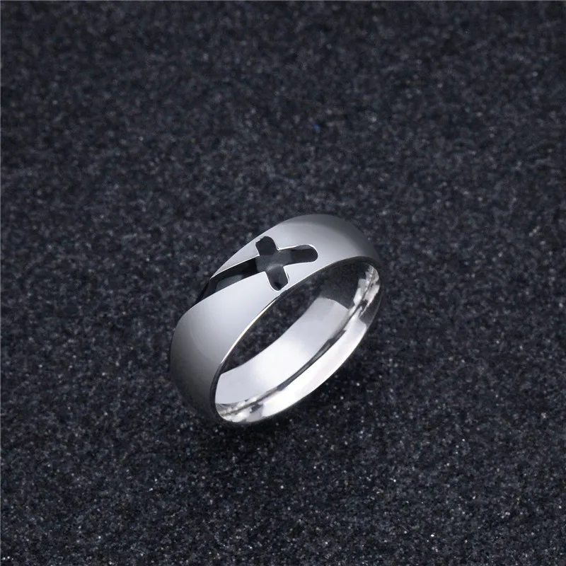 Punk Cross Rings For Women Men Anel Christian Jewelry Titanium Steel Ring Simple Couple Size 7-12 Drop shipping anillos | Украшения и