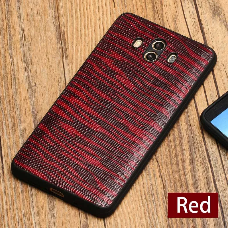 Red Чехол для телефона из натуральной кожи для huawei mate 8 9 10 текстура кожи ящерицы мягкая оболочка для P10 P20 Lite Honor V9 V10 задняя крышка - Цвет: Red