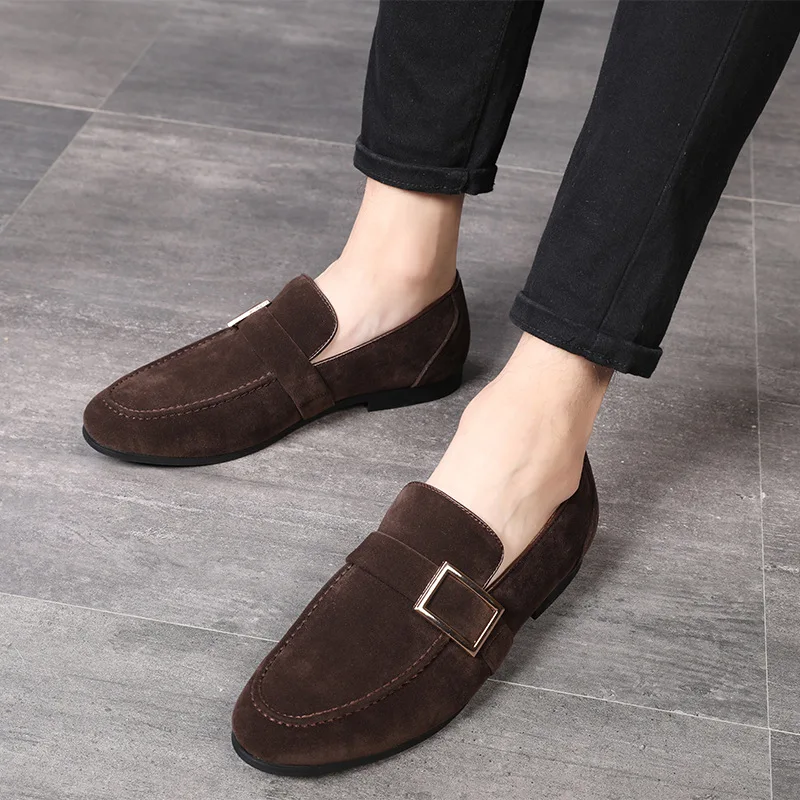 

2019 Fashion Men suede Leather Shoes Mlae Dress wedding Classic Business Party Office Wedding Loafers Men's Flats Shoes S4-39