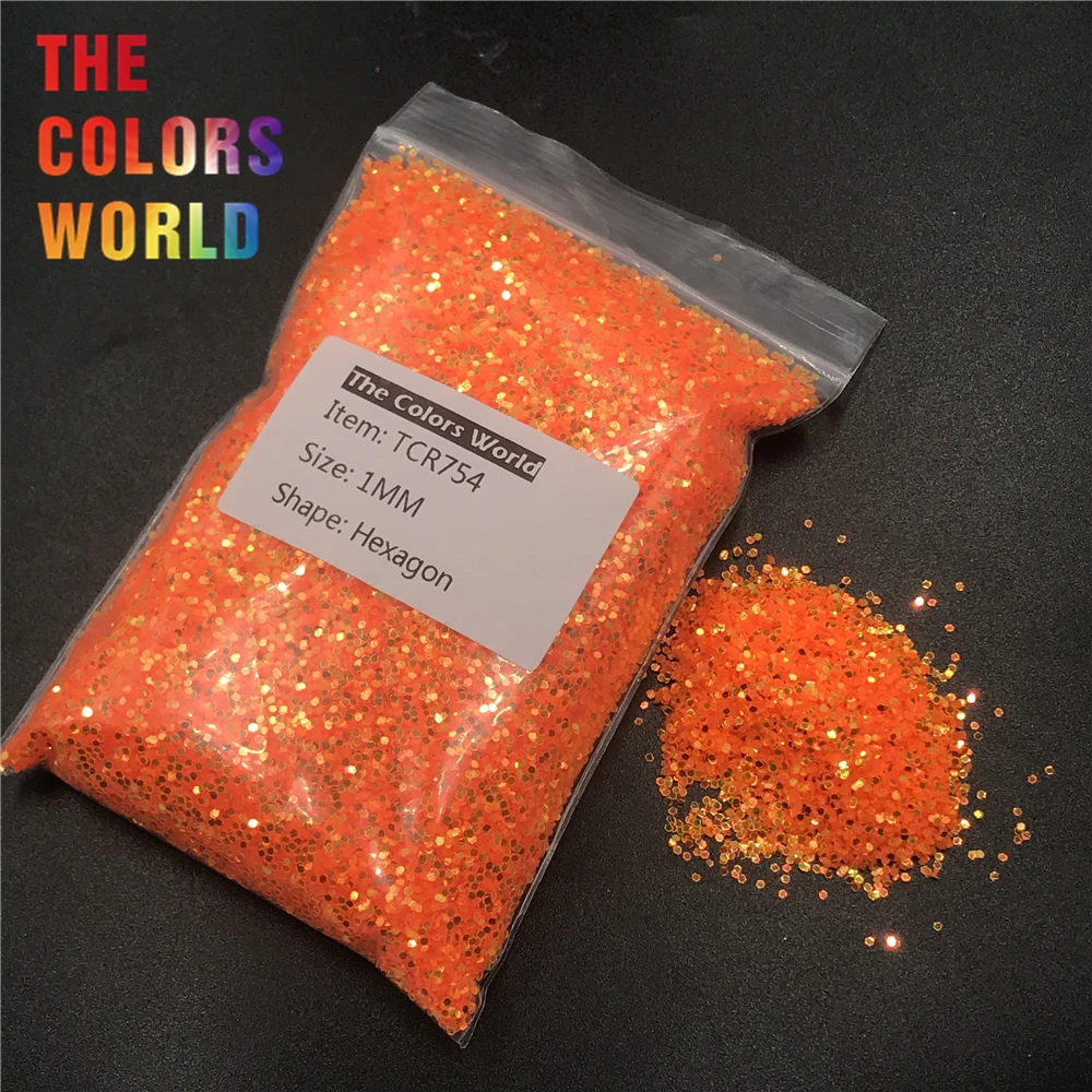 TCR754 Толстая переливчатая радуга оранжевый шестигранный лак для ногтей украшение