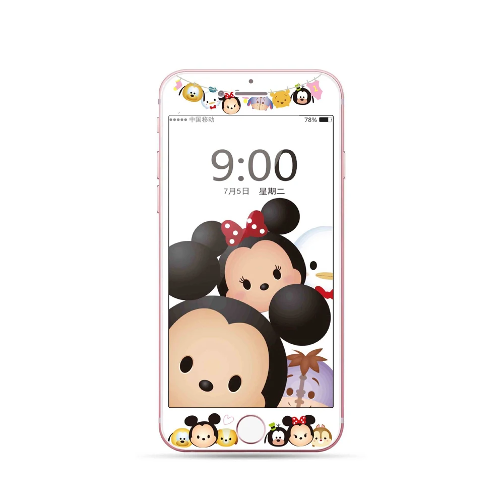 3D изогнутый край закаленное стекло протектор экрана для iPhone 7 8 Plus 6 6s Plus Anpanman мышь мультфильм милый полное покрытие стекло DI24