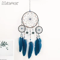 miamor big dreamcatcher with blue feather wind chimes home bedroom wall hanging decor cafe bar wedding pendant gift axr158