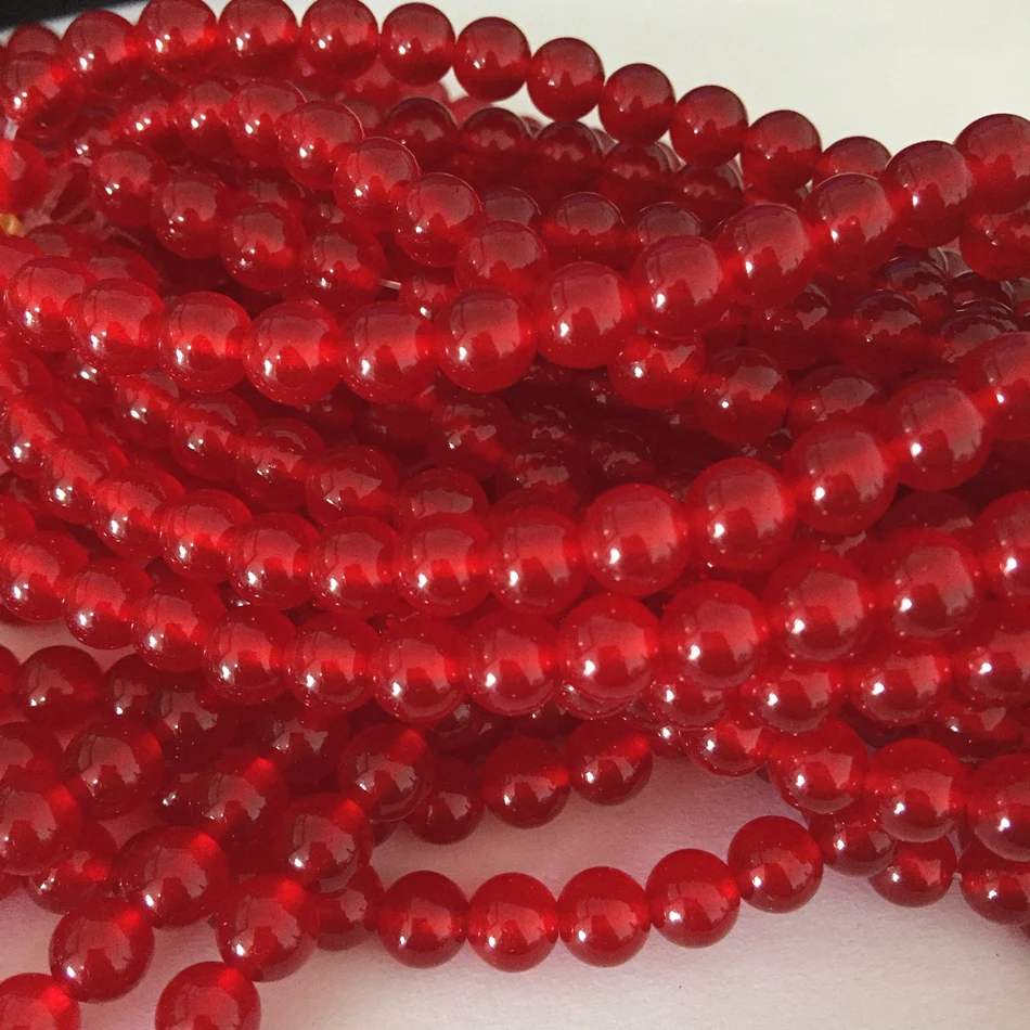 

High 4mm 6mm 8mm 10mm 12mm red jades round semi-precious stone chalcedony women party weddings gifts diy loose beads 15inch MY42