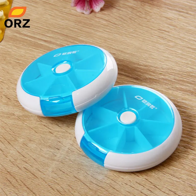 ORZ портативный футляр для таблеток ежедневный вращающийся чехол органайзер