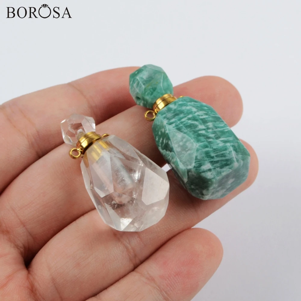 4 шт. модные соединители из натурального камня в форме флаконов духов BOROSA двойные