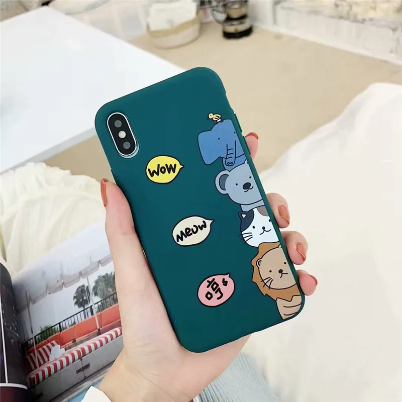 Cartoon Animal Cat Rabbit Pattern Phone Cases For iPhone X XS MAX XR Matte Soft Case 8 7 6 6s Plus Back Cover |