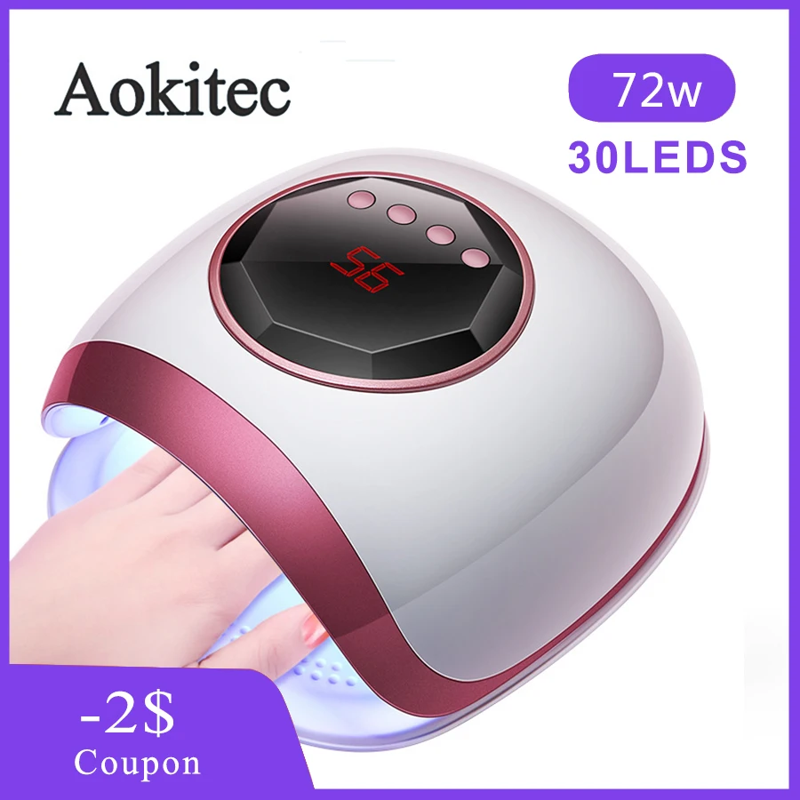 Aokitec 72 Вт UVLED лампа для ногтей большой ЖК дисплей Сушилка всех гелевых
