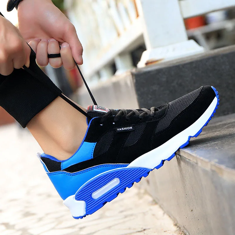 Autumn Men's Sports Shoes Men Flying Woven Breathable Casual Male Gray Black And White Lace-up Sneakers | Обувь