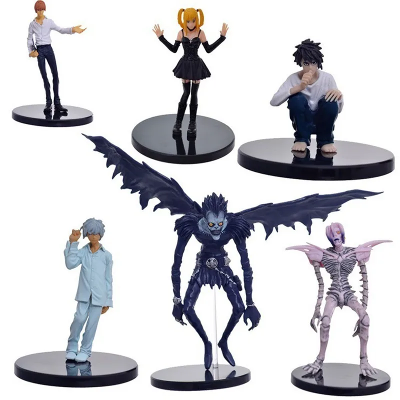 

Anime 6pcs/set 6-24cm Death Note PVC Action Figures Jealous Amane Rem Misa Light Yagami Ryuk Model Dolls Toys Brinqudoes bebe