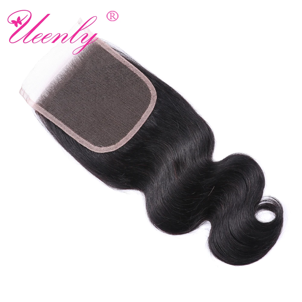 UEENLY Peruvian Body Wave Lace Closure 4*4 Free/Middle/Three Part 130% Swiss Remy Human Hair Free Shipping | Шиньоны и парики