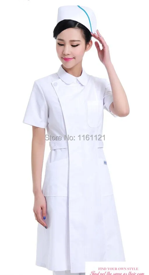 2015 New Limited Women Woven Summer Women's Nurse Working Uniform for Work In Hospital Lab Coat Long Gown Short Sleeve Color |