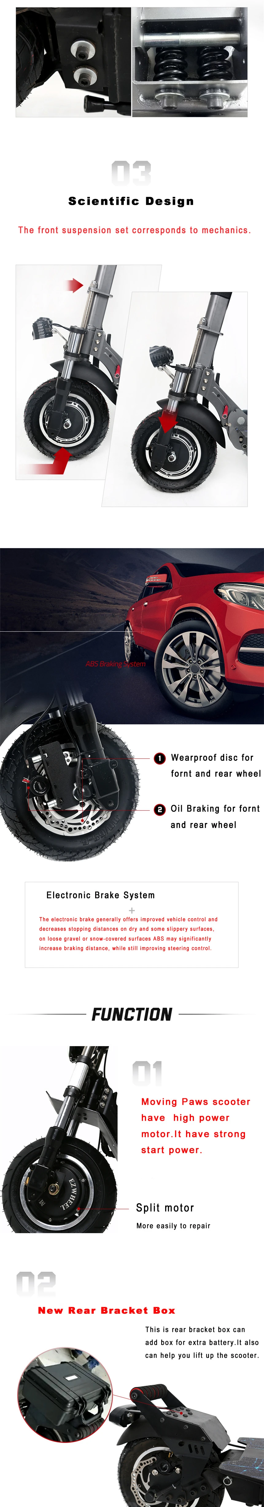 UBGO Moving Paws Plus, скутер, MP-10D03, двойной мотор, мощный электрический скутер, 10 дюймов, вакуумная шина, электронный скутер