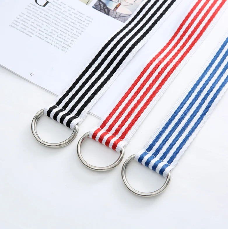 Новинка, хит, 1 шт., мужской и женский поясной ремень с металлической пряжкой, двойные кольца, нейлоновый холщовый ремень, повседневный модный пояс, 5 цветов, высокое качество
