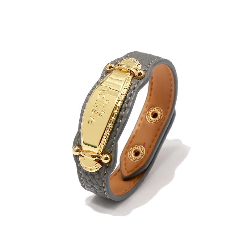 Gray High Quality 10 Color Kelly Punk Style PU Leather Bracelet For Men Women Brand Jewelry Gift - Окраска металла: Gray