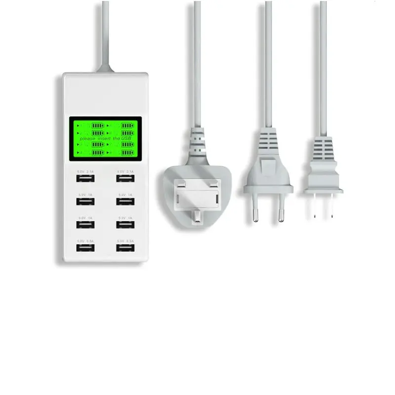 8 портов USB настенное зарядное устройство LED экран дисплея США ЕС Великобритании