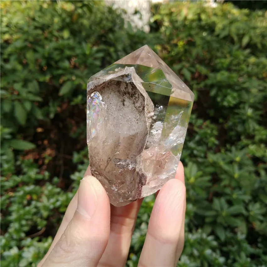 Натуральный Phantom Wand лечебный Кристал кварц точка призрак КВАРЦЕВЫЙ w Himalaya Inclusion