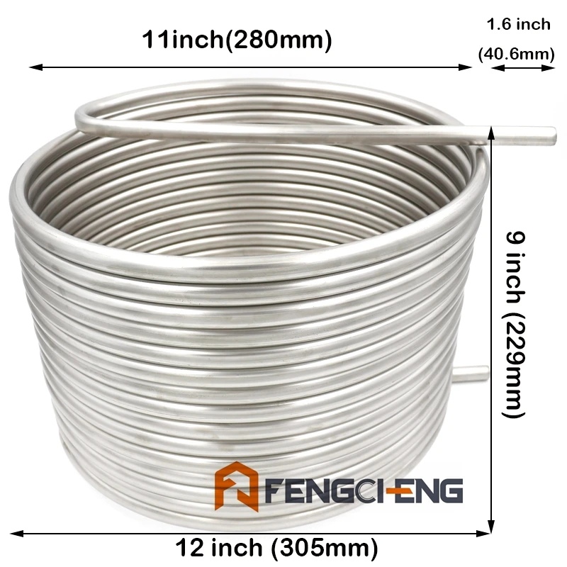 Weldlss 50' x 1/" HERMS Coil, 304 SS Чиллер для бака сусла, 1/2" трубки, 1" Диаметр