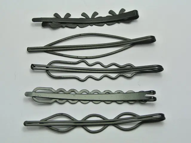 20 Ассорти черные металлические плоские заколки для волос банты волнистые