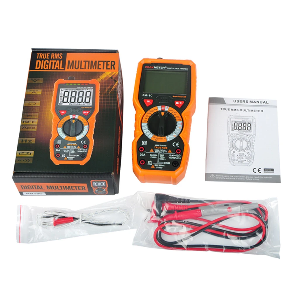 PEAKMETER Цифровой мультиметр PM890C/PM890D/PM18/PM18C True RMS AC/DC Измеритель сопротивления