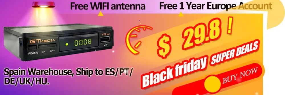 Рецептор Gtmedia V8 Nova встроенный wifi питание от freesat v8 супер DVB-S2 Европе Cline в течение 3 лет ТВ коробка такая же как V9 супер