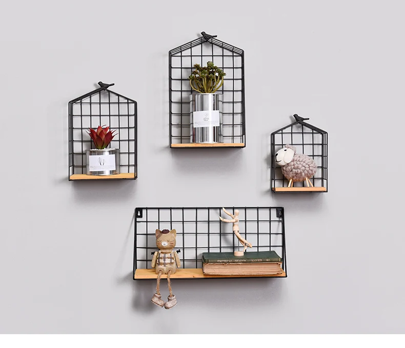 Деревянная железная настенная полка склад хралилище подставленное к стене