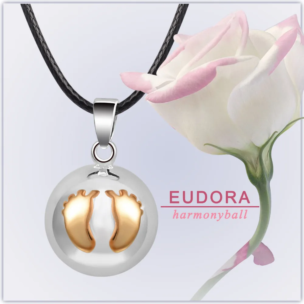 Eudora, серебряное ожерелье с подвеской в виде колокольчика для рук ребенка, подвеска в виде мяча для беременных, подвеска в виде ангела для женщин, лучший подарок для мамы