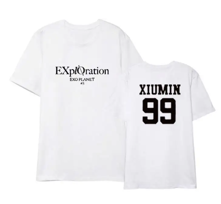 Футболка Kpop exo planet #5 летняя унисекс свободная с коротким рукавом принтом названия