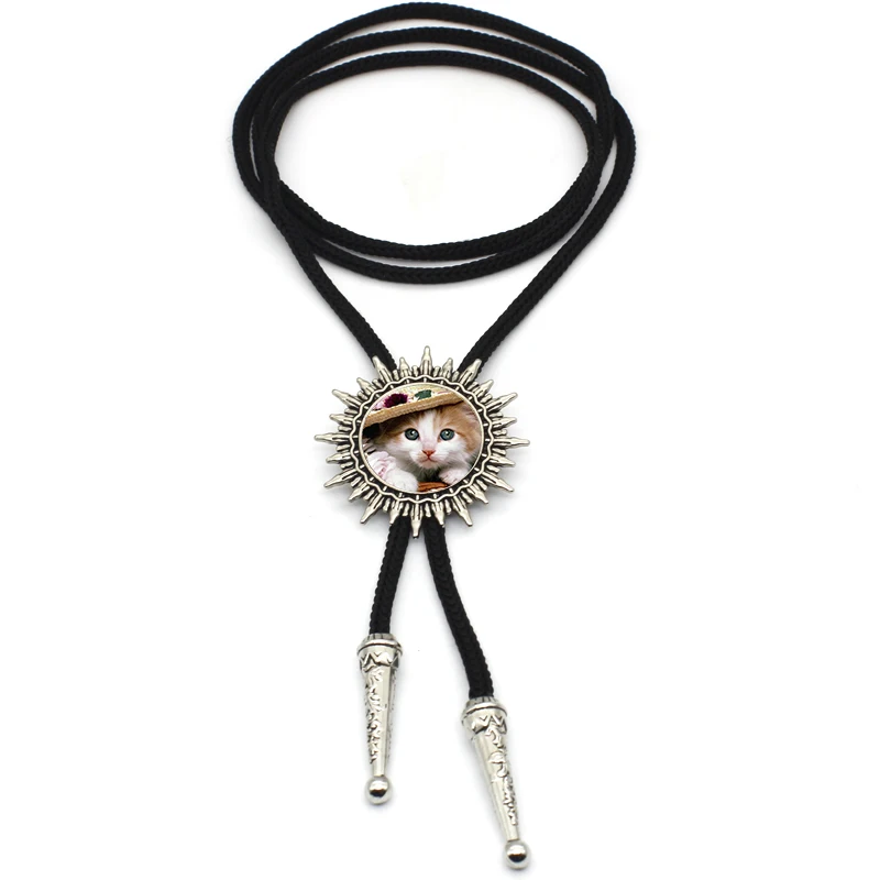 BOLO-0033 New Arrival Cute Cat Bolo Tie Glass Dome Lovely Cats Jewelry Western Ties For Women Mens Neck | Украшения и аксессуары