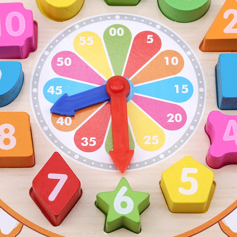 

Cute Baby Toys Wooden Block Clock Building Blocks Education Montessori Table Game Kids Toy For Children Teaching Gifts