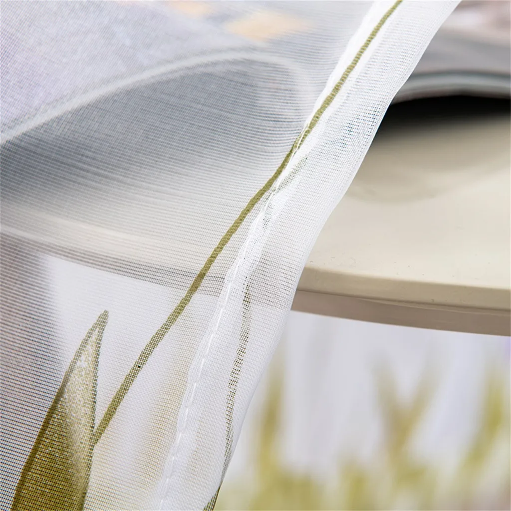 200x150cm Curtains For Living Room Daffodil Flower Print Tulle Curtain Handle Tulle Coveted 1 FabricWindow Decoration 67